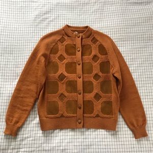 Vintage wool & suede cardigan